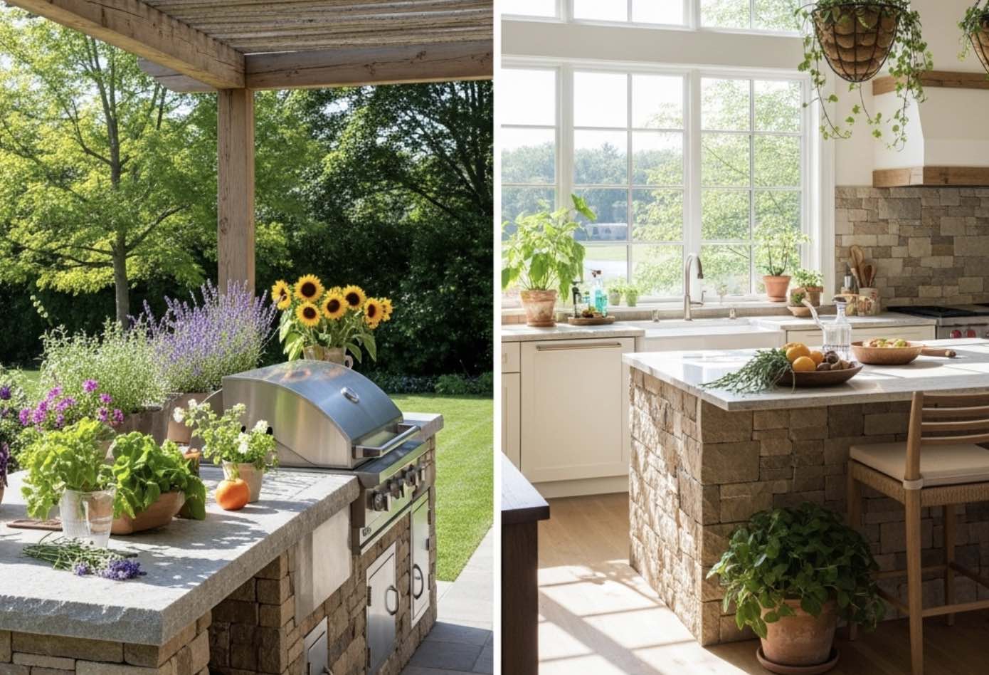 outdoor patio stone counter illinois