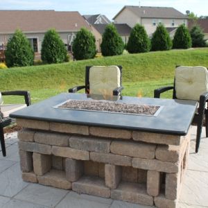 Outdoor Fireplace With Granite Surround, Color: Black Pearl