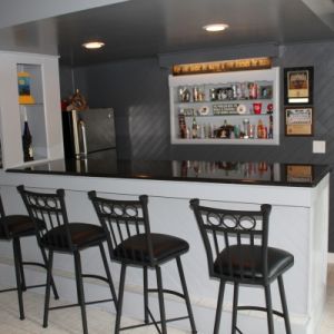 Basement Bar With Granite Top, Color: Black Pearl