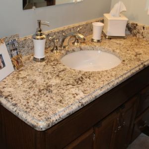 Granite Bathroom Countertop With White Undermount Sink