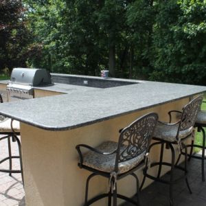 Outdoor Kitchen Bar With Granite Top, Color: Sapphire Blue
