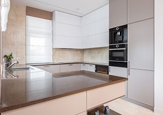 Brown Kitchen Peninsula Counter